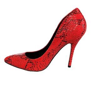 Steve Madden Galery Neon Red Orange Snakeskin Heels Size 7